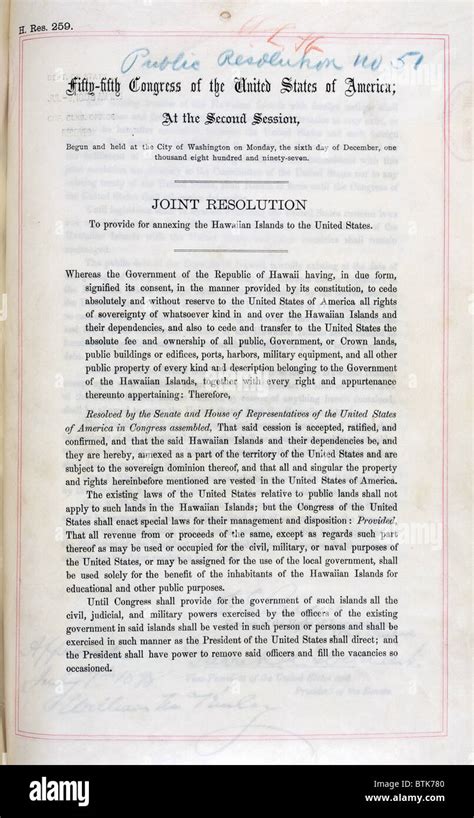 Hawaii Resolución conjunta para proporcionar la anexión de las islas