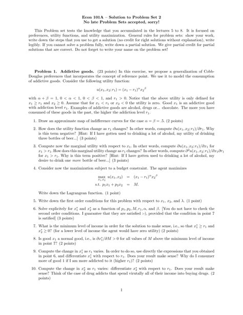 Econ 101A Solution To Problem Set 2 No Late Problem Sets