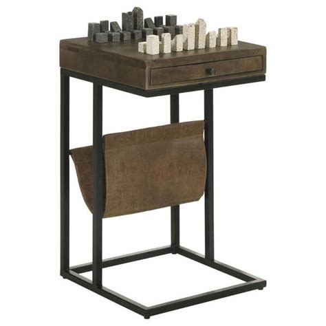 Benjara In Brown And Black Square Wood End Side Table With