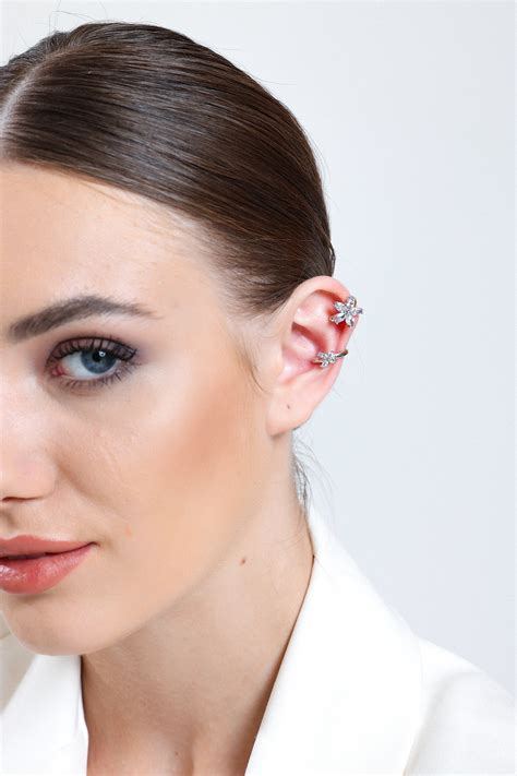 Aurrarİ Kadın Silver 2li Kelebek And Lotus Earcuff Küpe Seti Fiyatı