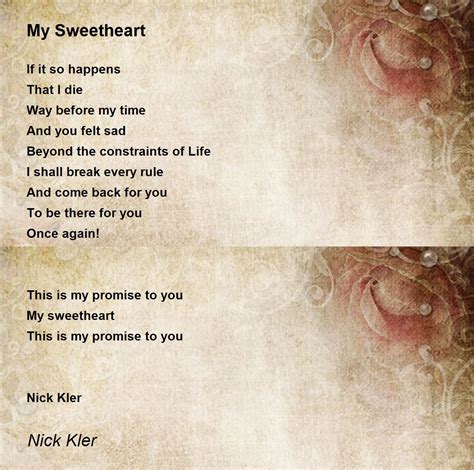 My Sweetheart Poem by Nick Kler - Poem Hunter