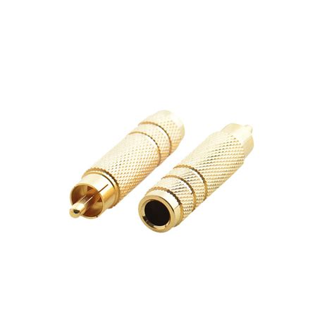 Rca Male Plug To Mm Female Jack Audio Adapter Metal Gold Plated