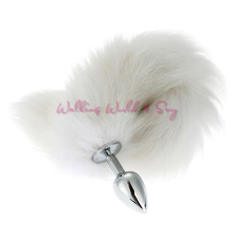 White Fox Tail Metal Anal Plug Butt Plug Anus Insert Stopper Sex