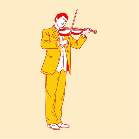 Ilustração de desenho animado simples de um violinista 6 Vetor Premium