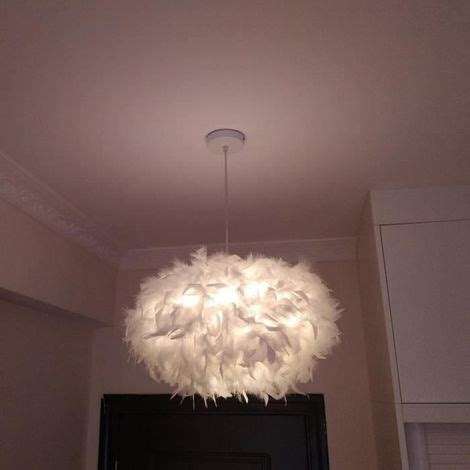 Lustre Suspension en Plumes Blanc E27 40W Diamètre 45CM Luminaire