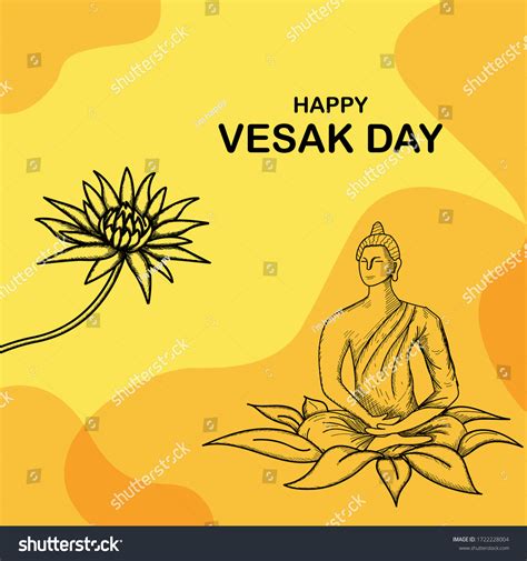 Vesak Day Buddha Purnima Lotus Flower Stock Vector Royalty Free