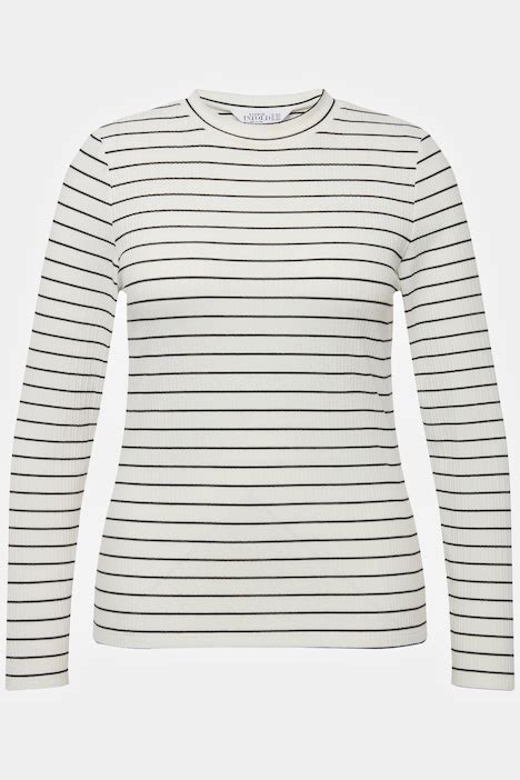 Striped Long Sleeve Ribbed Tee T Shirts Knit Tops And Tees