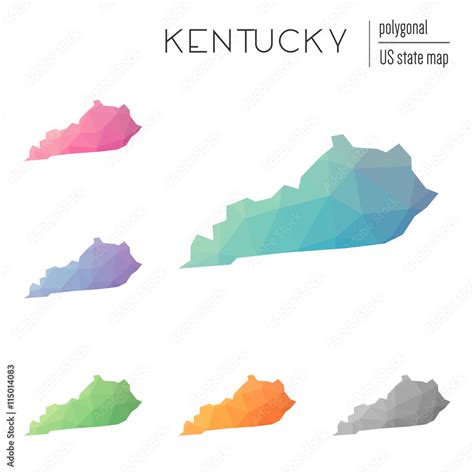 Set Of Vector Polygonal Kentucky Maps Bright Gradient Map Of The Us