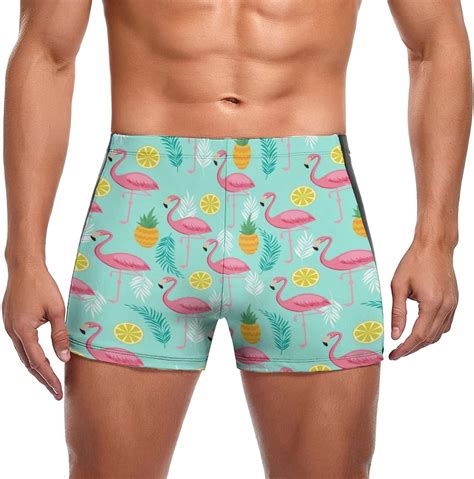 Pink Flamingo Pineapples Mens Swimsuit Swim Trunk Quick Dry Beach