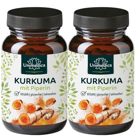 2er Sparset Kurkuma Mit Piperin 300 Mg Curcuminoide Und 10 Mg