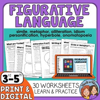 Figurative Language Worksheets Activity Idioms Similes And Metaphors