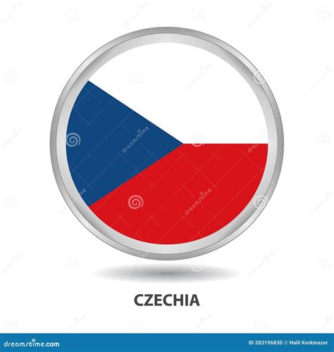 Czechia Round Flag Design Can Be Used As Badge Button Icon Stock