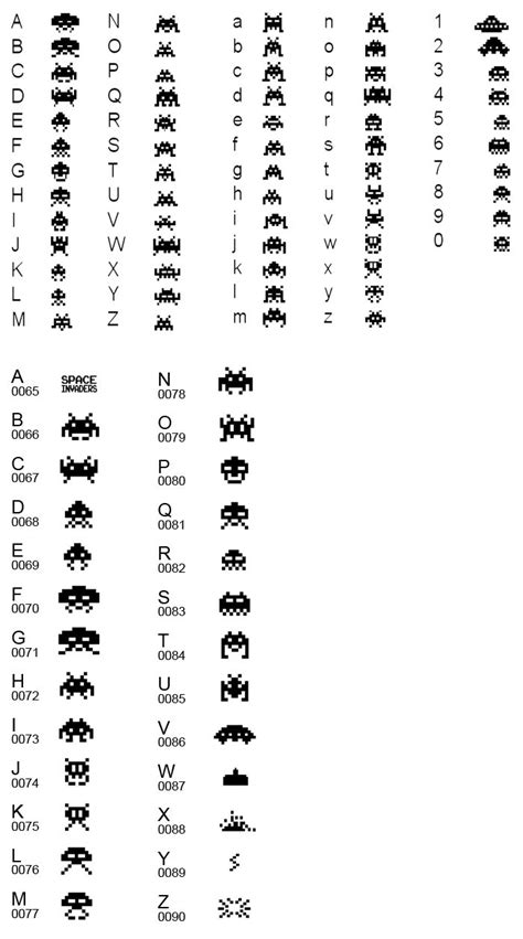 Space invaders alphabet | Sign language alphabet, Writing code, Symbols