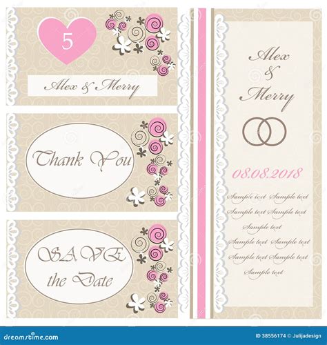 Set of Wedding Invitations and Announcements Stock Vector ...