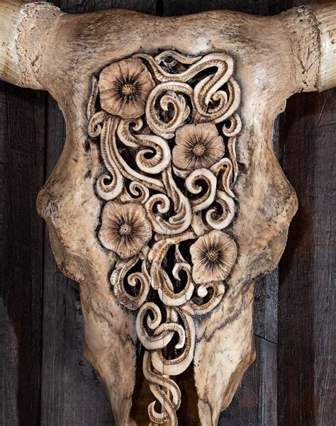 Carved Longhorn Skull Wall Decor | Your Western Decor