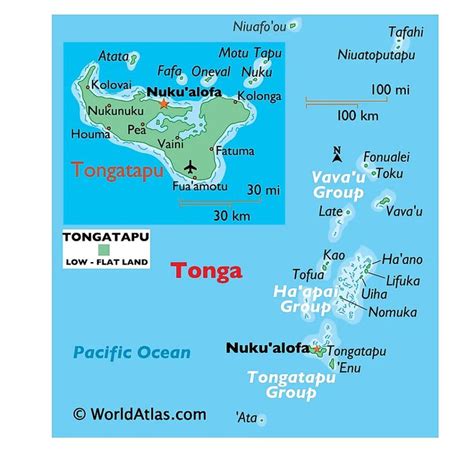 Physical Map of Tonga