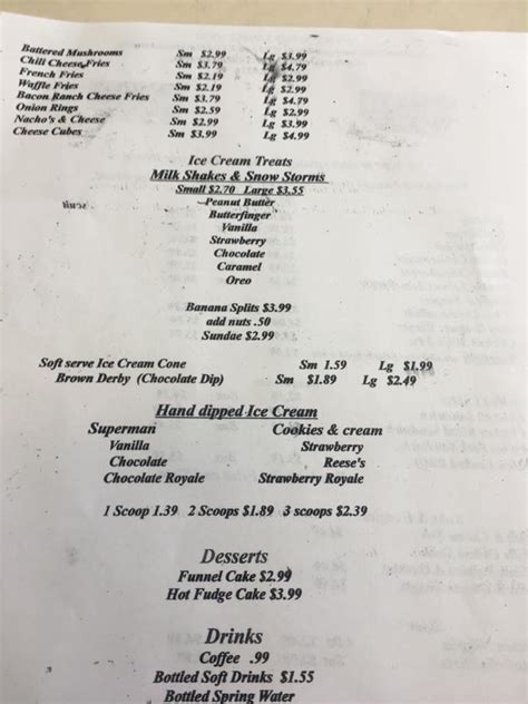 Menu At Dragstrip Dairy Bar And Carwash Prestonsburg