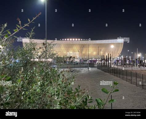 Das Sitzer Lusail Stadium Nachtansicht Hier Wird Das Finale