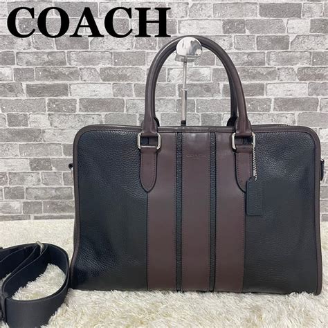 美品⭐️coach コーチ ビジネスバッグ メンズ 黒地 ブラック レザー Blogknakjp