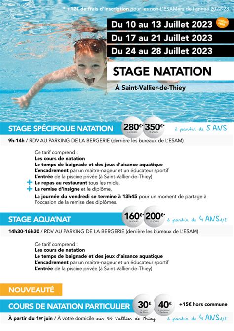 Stages été Juillet Août 2023 L ESAM Saint Vallier de Thiey