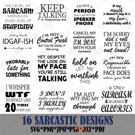 Sarcastic Desings Svg Bundle Funny Sayings Svg Vector Files Premiumsvg