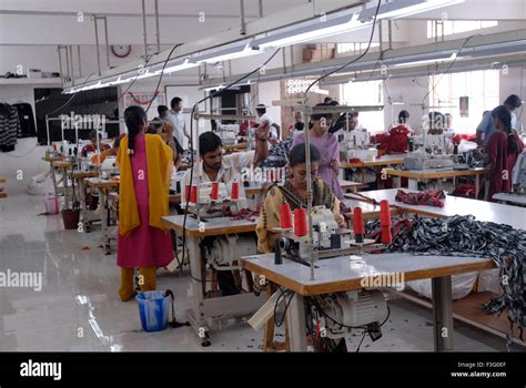 Stitching On Sewing Machines In Garment Factory Tirupur Tamil Nadu