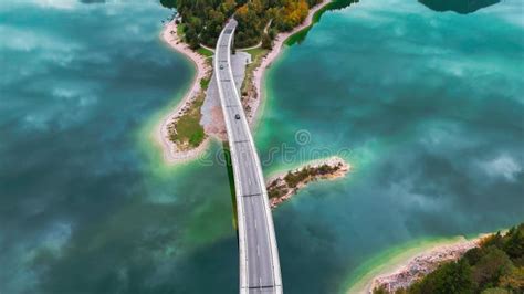 Aerial Drone View Of Faller Klamm Brucke Bridge Over Silvenstein Lake