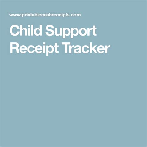 Child Support Receipt Tracker Child Support Supportive Receipt