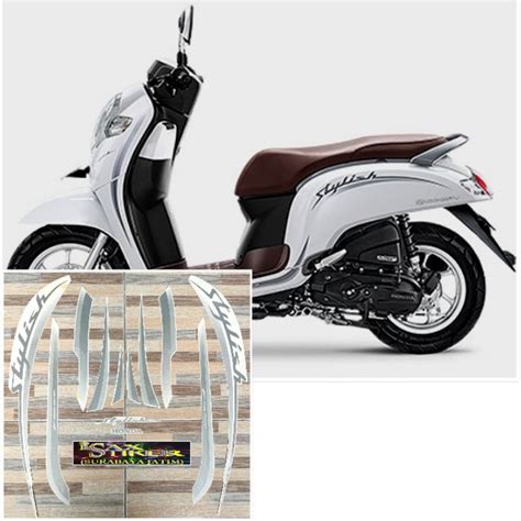 Jual Striping Original Honda Scoopy Stylish Putih White Tahun