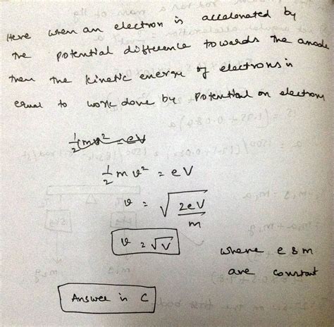 In A Cathode Ray Tube V Is The Potential Difference Between The Cathode