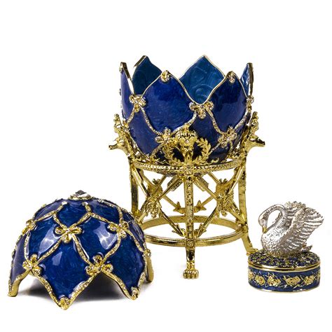 Swan Blue Imperial Egg Jewelry Box Medium Product Sku S 196091