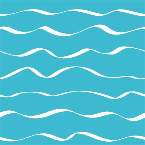 Abstract Hand Drawn Doodle Sea Waves Vector Seamless Pattern Blue