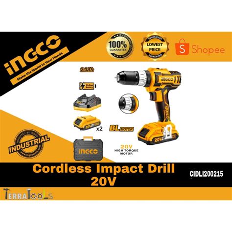 Ingco Cordless Impact Drill Lithium Ion V Cidli Shopee