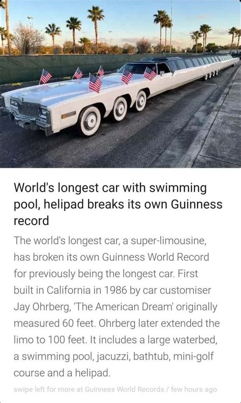 Af World S Longest Car With Swimming Pool Helipad Breaks Its Own