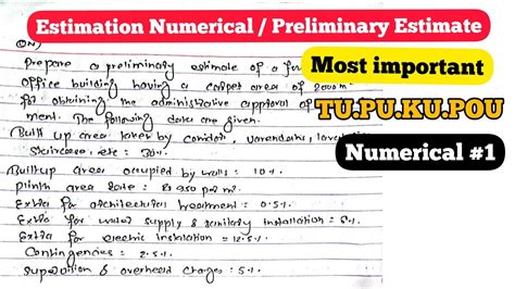 Estimation Numerical Preliminary Estimate Pu Most Important