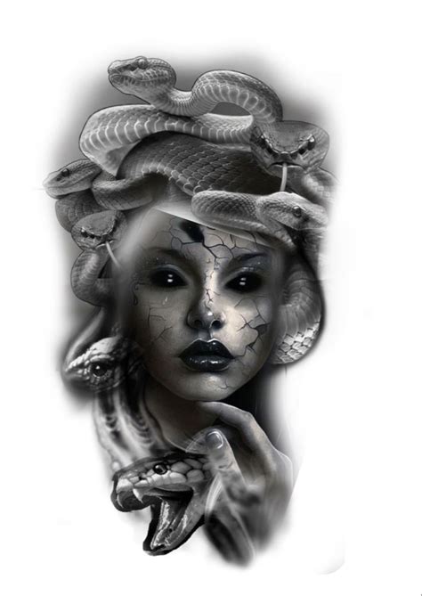 A Drawing Of A Woman With Snakes On Her Head And Hands In Front Of Her Face