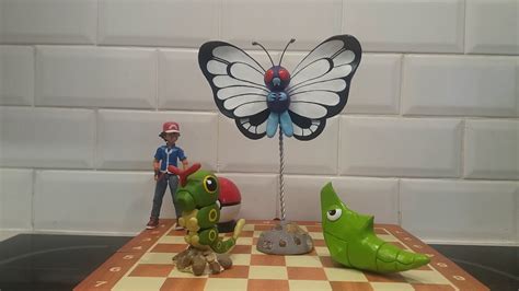 Clay Pokemon Showcase Caterpie Metapod Butterfree Airbrushed And