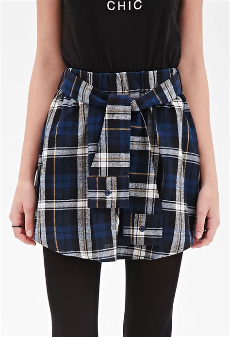 Forever 21 Plaid Flannel Mini Skirt In Blue Lyst