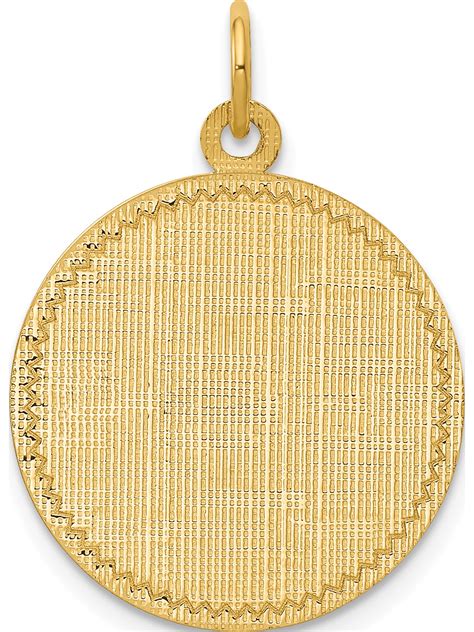 14k Yellow Gold Patterned 013 Gauge Circular Engravable Disc 19x26mm