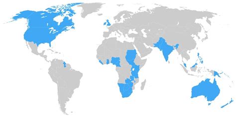 Premium Vector | English language speaking countries on map of the world