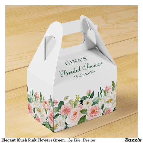 Elegant Blush Pink Flowers Greenery Bridal Shower Favor Box Boho