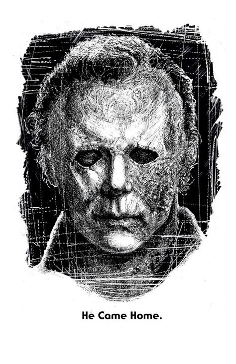 Pen And Ink Drawing Of Michael Myers Ink Pen Drawings Ink Drawing