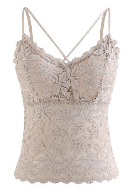 TOP corpiño camisero de encaje Blossom en rosa nude Moda Boho Chic