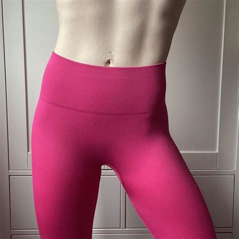 Super Soft Stretchy Ribbed Hot Pink Stirrup Yoga Depop