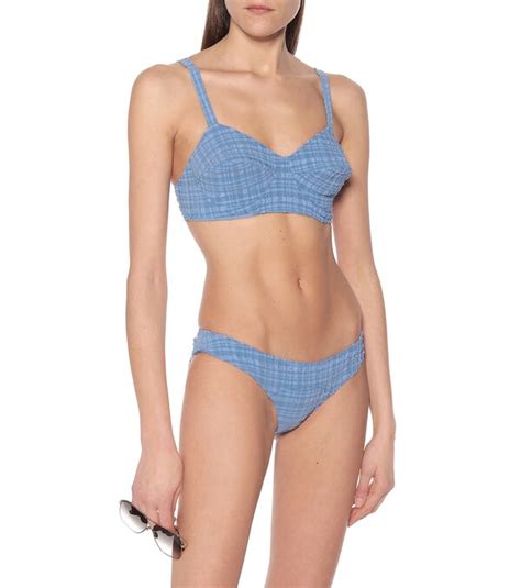 Buy Lisa Marie Fernandez Goldwyn Seersucker Bikini Blue At Off