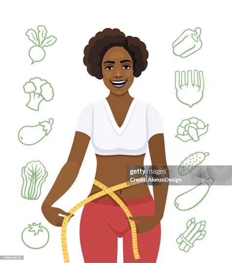 Fit Young Woman Measuring Her Waist African American Woman With