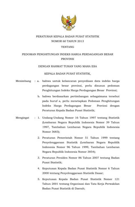 Pdf Peraturan Kepala Badan Pusat Statistik Tentang Tabel Input