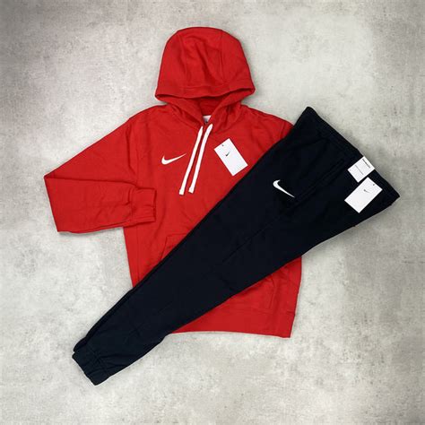 Nike Fleece Hoodie Pants Tracksuit Set Red Black Stockuk