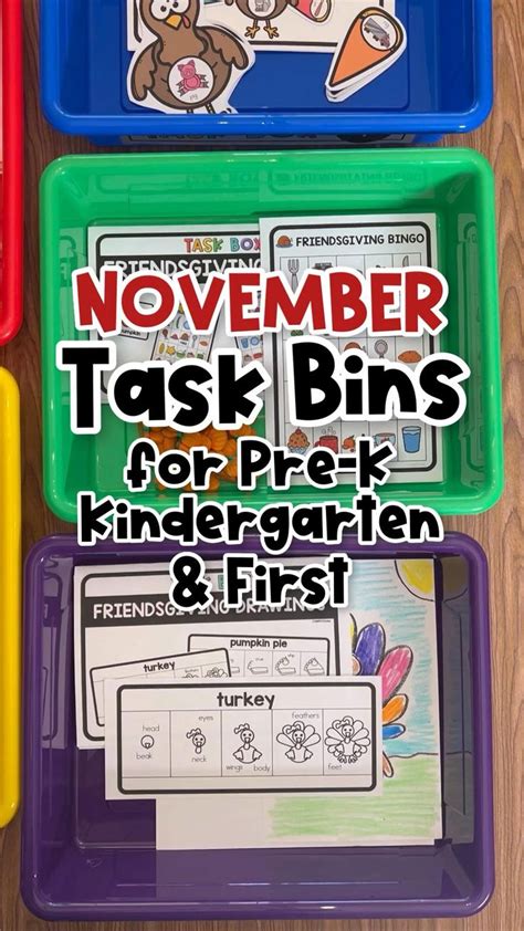 November Morning Bins Task Box Bundle For Morning Work Preschool