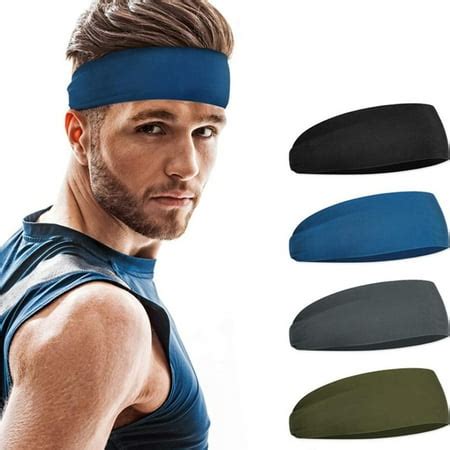 Headbands for Men (4 Pack)- Sweat Band, Sports Mens Headband, Workout ...